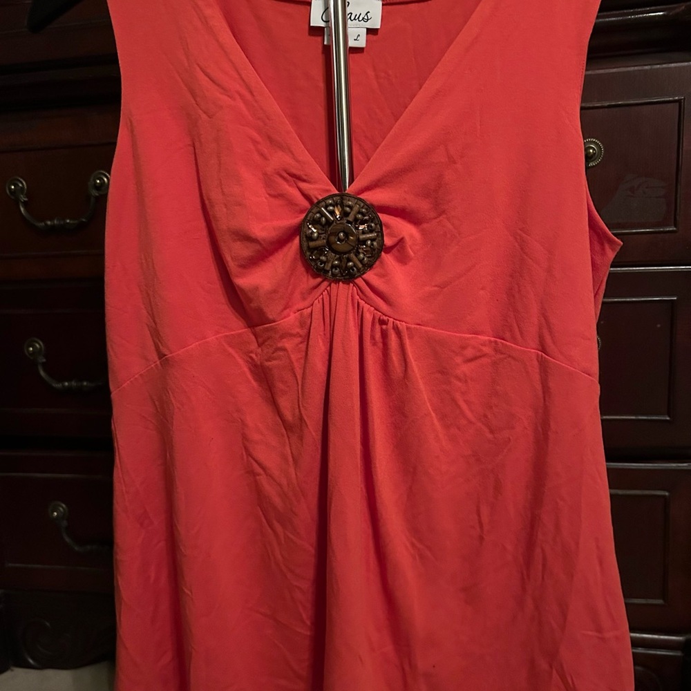 Apt. 9 Coral Sleeveless Blouse with Button Detail